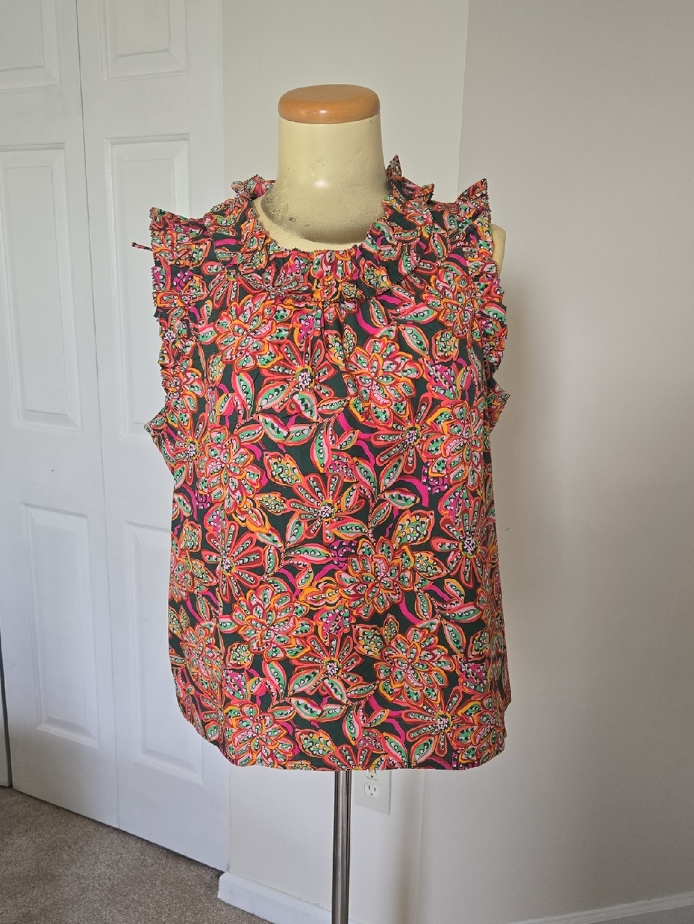 J.Crew Ruffle Sleeve Floral Top | Bright Summer Print | XL | NWT